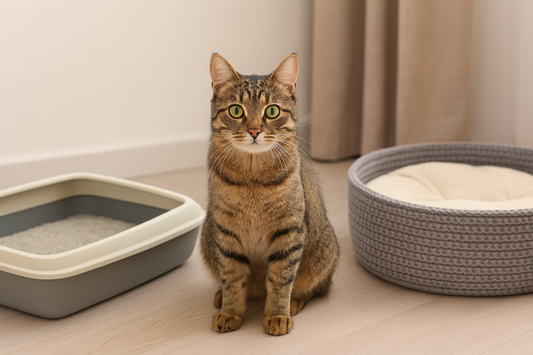 Poes met kattenmand