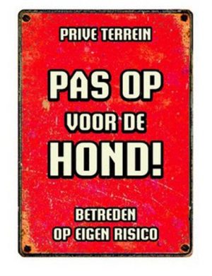 Plenty Gifts Waakbord Blik Pas Op Voor De Hond