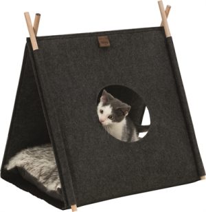 Trixie Kattenmand Tent Elfie Met Kussen Vilt Antraciet - Afbeelding 8