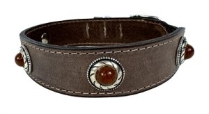 Sazzz Halsband Hond Boho Treasure Stone Vintage Leer Bruin - Afbeelding 4