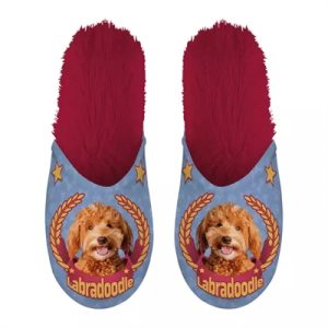 Merkloos Pantoffel Labradoodle Lila / Rood