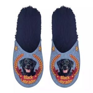 Merkloos Pantoffel Black Labrador Donkerblauw