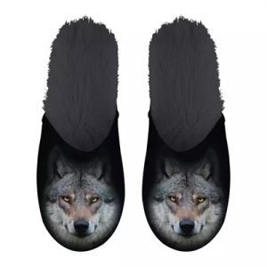 Merkloos Pantoffel Wolf Zwart