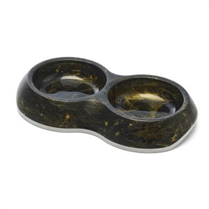 Savic Voerbak Delice Dubbel Marble Zwart / Goud - Afbeelding 2