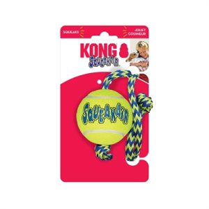 Kong Squeakair Bal Met Touw Geel / Blauw - Afbeelding 2